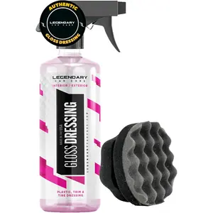 Legendary Car Care Gloss Dressing with Applicator 16oz - Tire Shine Spray & Plastic Restorer Water Based Non Greasy Interior Exterior Detailing Spray for Cars
