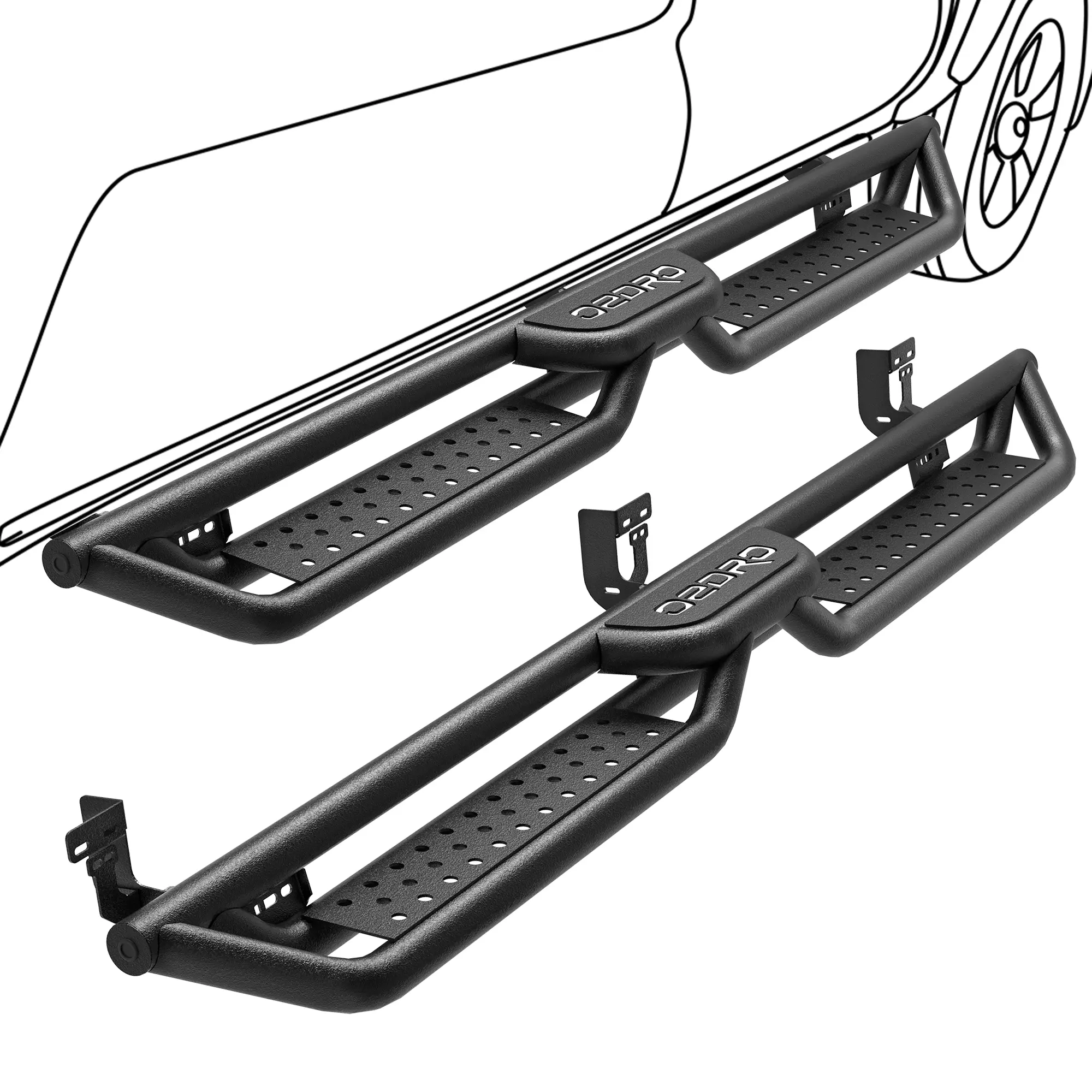【fathersdaygift】OEDRO Drop Down Running Boards Compatible with 2005-2023 Toyota Tacoma Double Cab, 6 Inch Bolt-on Side Steps, Textured Steel Nerf Bars