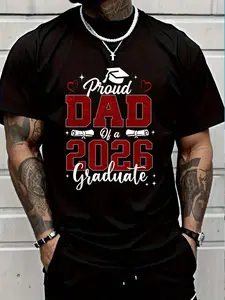 100% Cotton Senior Dad 2026 Graduation Proud Dad Of A 2026 Graduate T-Shirt Women's Men's Graphic Tee Crew Neck summer vacation Tops