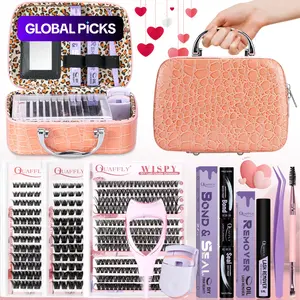 Mixed Styles Eyelash Extension Kit, 1 Set Natural Curling Fake Eyelashes with Eyelash Curler & Accessories, Including Eyelash Glue, Lash Clusters, DIY Lash Kit & Eyelash Separator Tool, Makeup Tool Kit