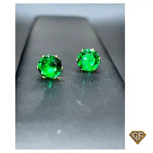 Green Emerald Stud Earrings May Emerald Birthstone Round Gemstone 5mm or 8mm Christmas Gift for Her Elegant Timeless Design perfect May birthday gift