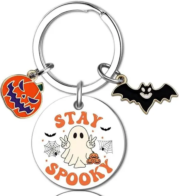 Halloween Ghost Pumpkin Keychain – Cute Spooky Bag Charm & Boo Basket Gift