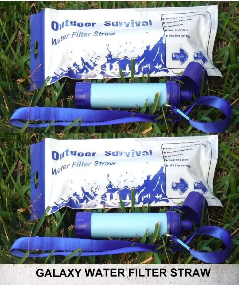 2 Packs Outdoor Water Filter Personal  Straw   Gear Water Purifier for Camping Hiking Climbing Backpacking