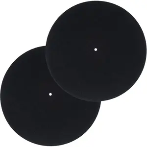2 count Record Player Slip Mat,Felt Slipmats For Vinyl Turntable,Record Player Mat,12-Inch Turntable Black Records Players Mats,Stabilizer Reduces Noise and Sounds Static Dust For