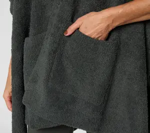 Barefoot Dreams CozyChic Hooded Poncho with Patch Pocket