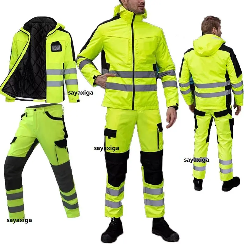 Women's Hi-Vis Safety Jumpsuit - Mechanic Winter Warm Reflective Coveralls with Detachable Cotton-Padded Liner, Workwear