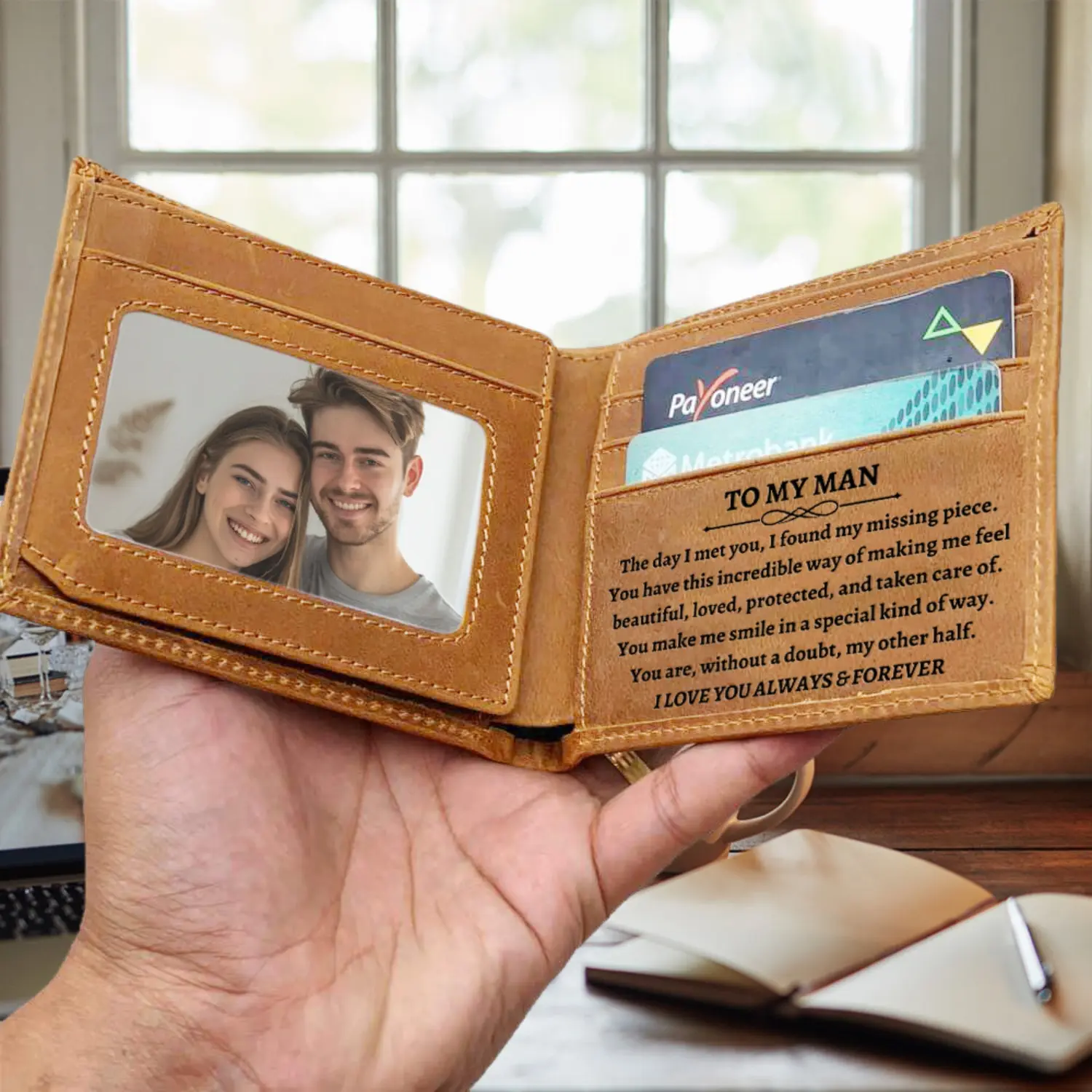 Men's Fashion Wallet Personalized Letter Design Wallet Gift for Husband, Express Love Versatile Stylish Purse, Perfect Birthday Valentine's Wedding Anniversary Father's Day Present