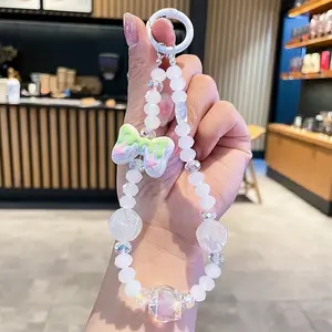 Colorful Beaded Bowknot/Cartoon Character Phone Strap/Bag Pendant  3 color options (Phone Tether tap included) cute keychain flower bag decoration