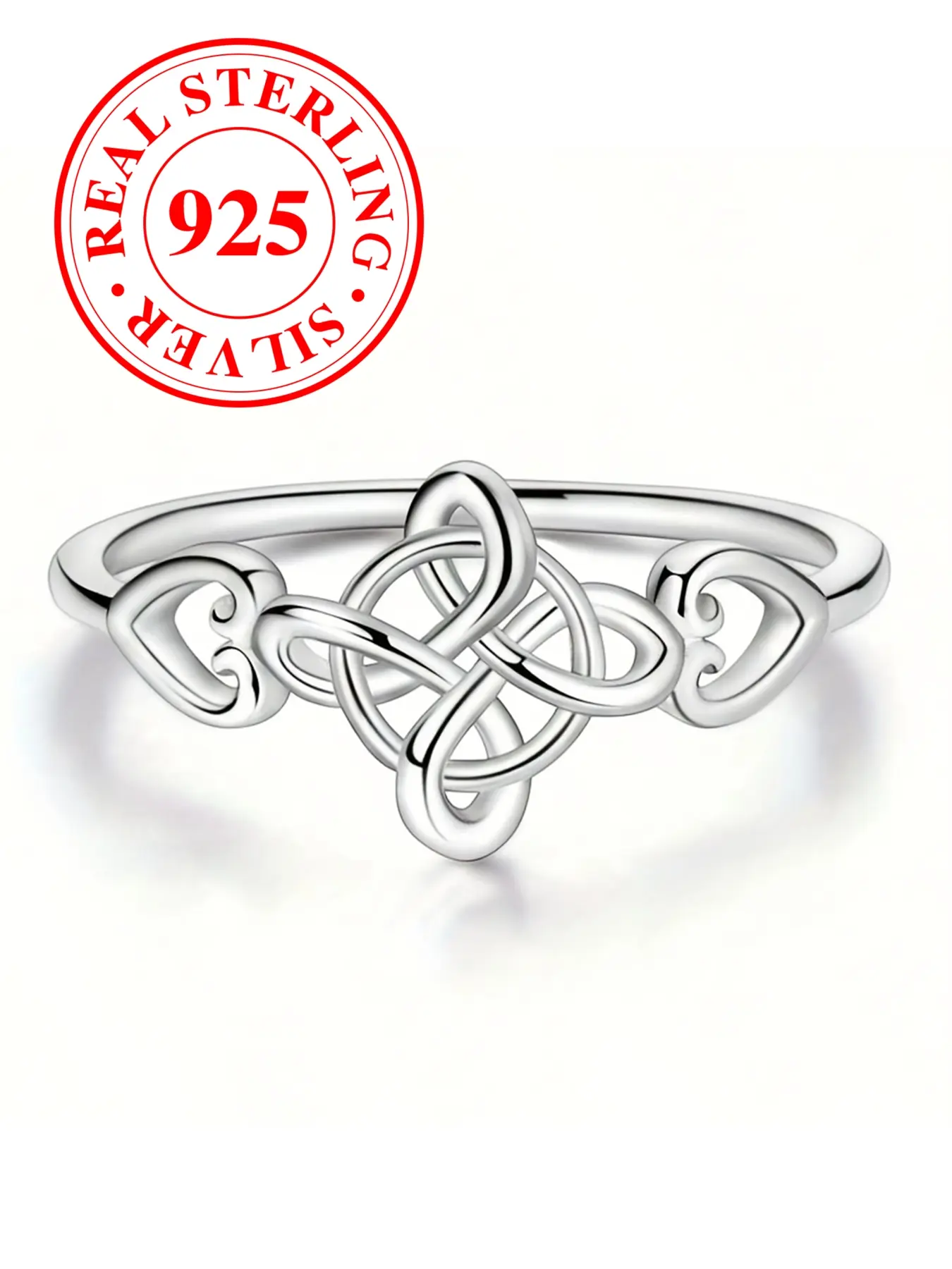 S925 sterling silver exquisite Celtic knot ring Elegant Casual Ring ladies fashion elegant unique design suitable for everyday party wear jewelry Real Rings Beautiful Rings Valentine's Day gift（with box）