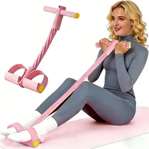 6-strand heavy-duty abdominal crunch fitness equipment — leg and core workout, sit-up assist, home gym exercise, non-slip foot pedal and resistance bands (portable)