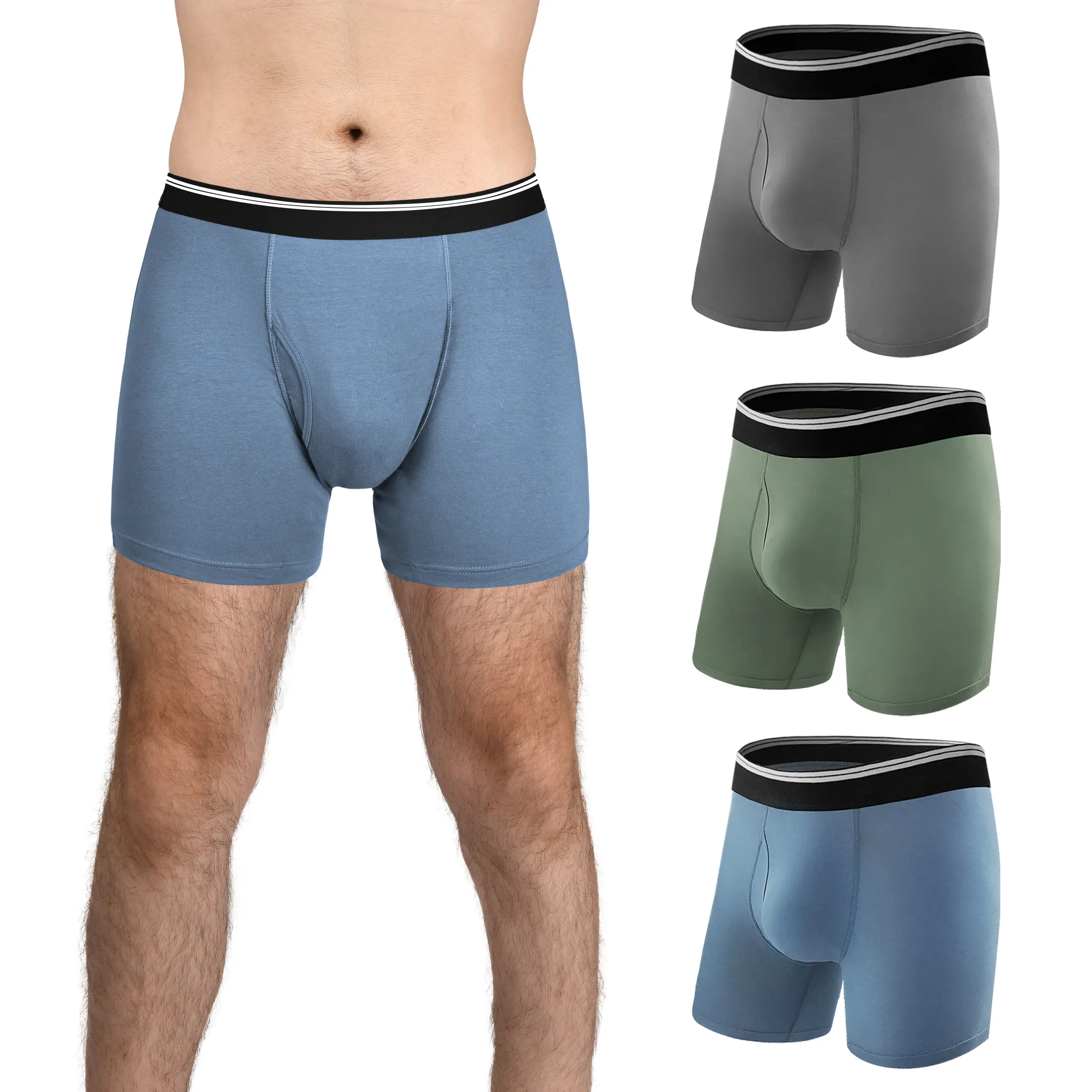 Men's Casual Rayon Washable Incontinence Underwear, Soft Leak-Proof Boxer Briefs for Daily Bladder Leakage (3 Pack)