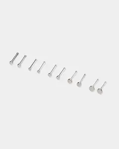2PCS Flat Top Titanium Nose Stud Set