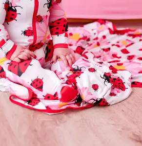 Ladybug Swaddle, XL Soft Bamboo Stretch Baby Swaddle Blanket, Multi Use Nursing Cover + Stroller Cover + Snuggle Wrap, Ladybug Print, 45 x 45 in