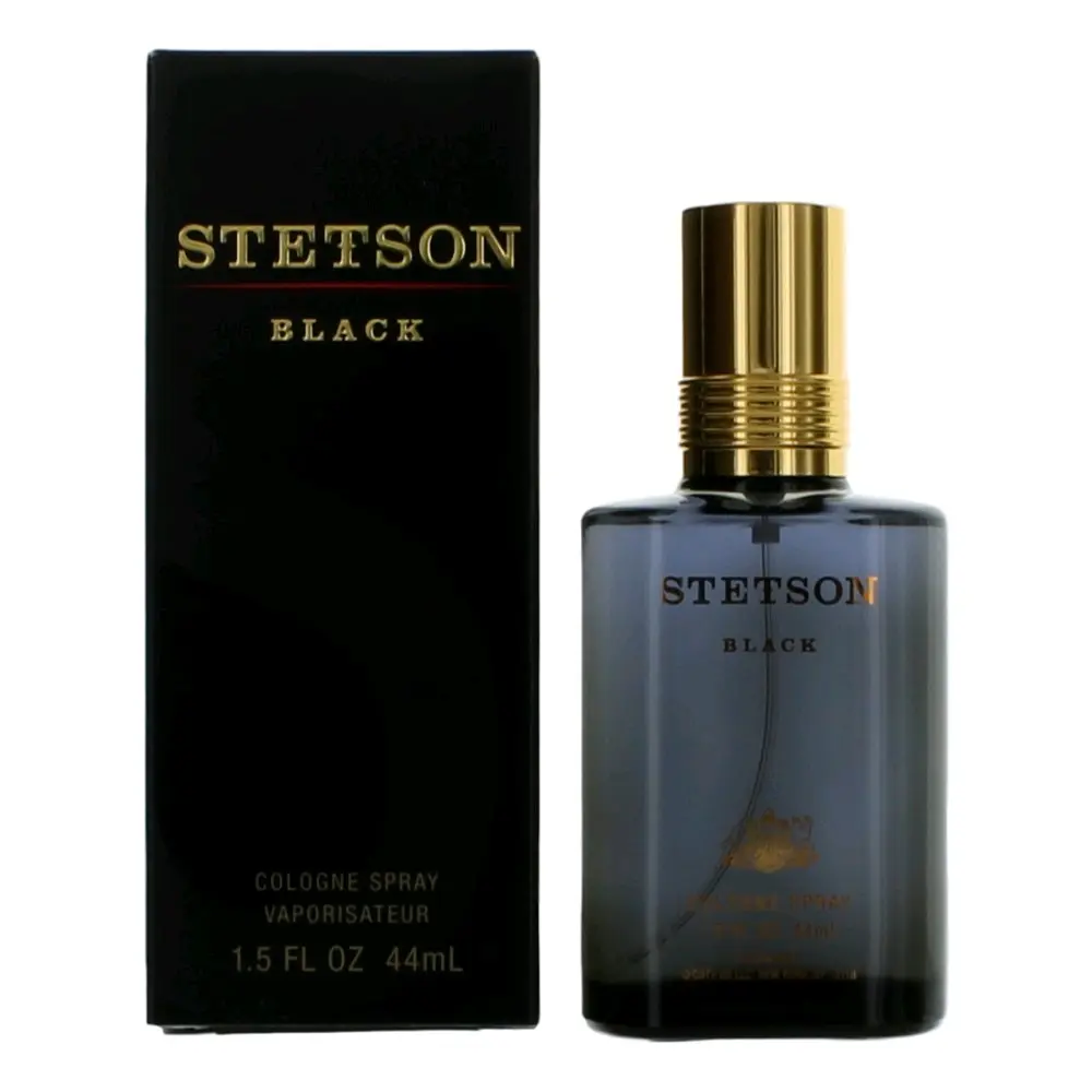 Stetson Black by Coty Men's Woody Spicy Leather Suede Cologne Spray, 1.5 fl oz
