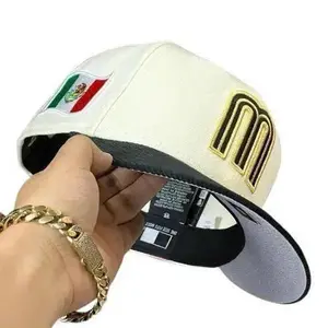 Premium Mexican Flag Snapback Hat | Cream and Black Streetwear Cap with Embroidered Letter M
