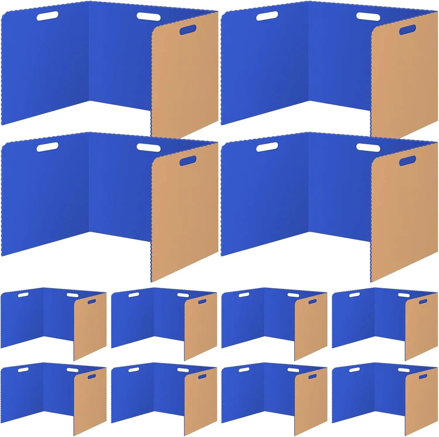 12 Pcs Privacy Folders for Students Blue Desk Dividers Classroom Test Dividers Privacy Boards for Student Desks Privacy Panel Partitions Trifold Desk Dividers for School