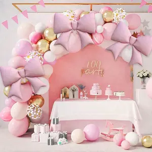 4 pcs Pink/Purple Bow Foil Balloons, Perfect for Birthday Party Decorations, Baby Showers, Bridal Engagements, Weddings, Graduation Parties, Home Decorations, Christmas Decorations, Party Supplies