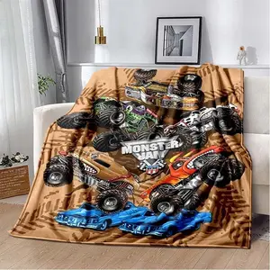 3D Monster Jam Monster Truck Cartoon Blanket Car Blanket Flannel Soft Throw Blanket for Bedroom Sofa Bed Warm Throw Blanket Christmas Gifts Blanket