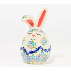 Lidia's Polish Pottery Hand Painted Bunny in an Egg