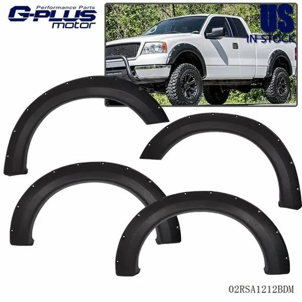 FIT FOR 2004-08 FORD F150 TEXTURED POCKET RIVER STYLE BOLT on FENDER FLARES 4PCS G-PLUS
