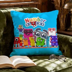 Kids Show Numberblocks Cushion Cover Ultra-Soft Reversible Plush Pillow Cover | Double-sided fluffy comfort for car, sofa, bedroom | Skin-friendly fabric | Easy clean & maintain | Stylish home decor | Perfect gift for family & friends