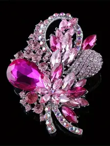 Luxurious Fashion Women's Sparkling Rhinestone Brooch, Crystal Suit Jacket Pin, Elegant Ladies' Accessory, Flower Brooch Pin, Single Pack