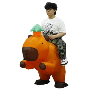 Cute Capybara Cycling Costume, Outfit, Polyester Inflatable Suit, Youth Adult Size, Fits 155-190cm, Includes Fan & Battery Box, Cosplay Party Essential