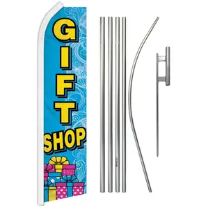 Super Flag & Pole Kit - Aluminium Pole, Polyester Fabric Banners, Steel Components - Home Supplies, Festive Party Supplies Backdrop for Gift Shop Advertising