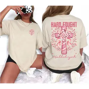 Hard Fought Hallelujah Shirt, Floral Christian Tee, Mother day, Trendy Looks, Stay Ahead of the Curve, Casual Style