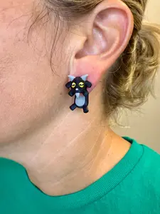 Black Goat Dangle Earrings | Cute Goat Dangle Jewelry | Farm Animal Statement Earrings | Goat Lover Gift | Hypoallergenic 3D Printed