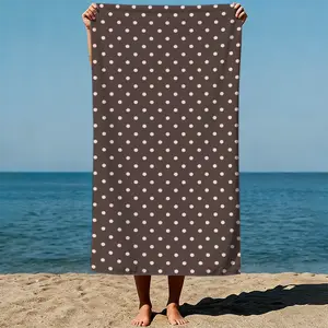 Polka dot pattern: Uniform light pink dots on a brown background, geometric minimalist art style. Sand-Free Beach Towel | Ultra-Light Microfiber | Quick-Dry, Compact for Travel