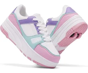 Roller skates for boys and girls, children, detachable wheels, 2-in-1 roller shoelaces, wheels, fashionable sports shoes