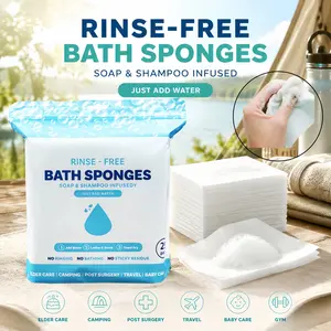 Rinse-Free Bathing Wipes - Soap & Shampoo Infused (25 Pack) -  Simply Dampen, Lather, and Dry. Extra Thick Body Wipes for Gym, Camping, Travel, Elderly & Post Surgery Care-Cleaning Essentials