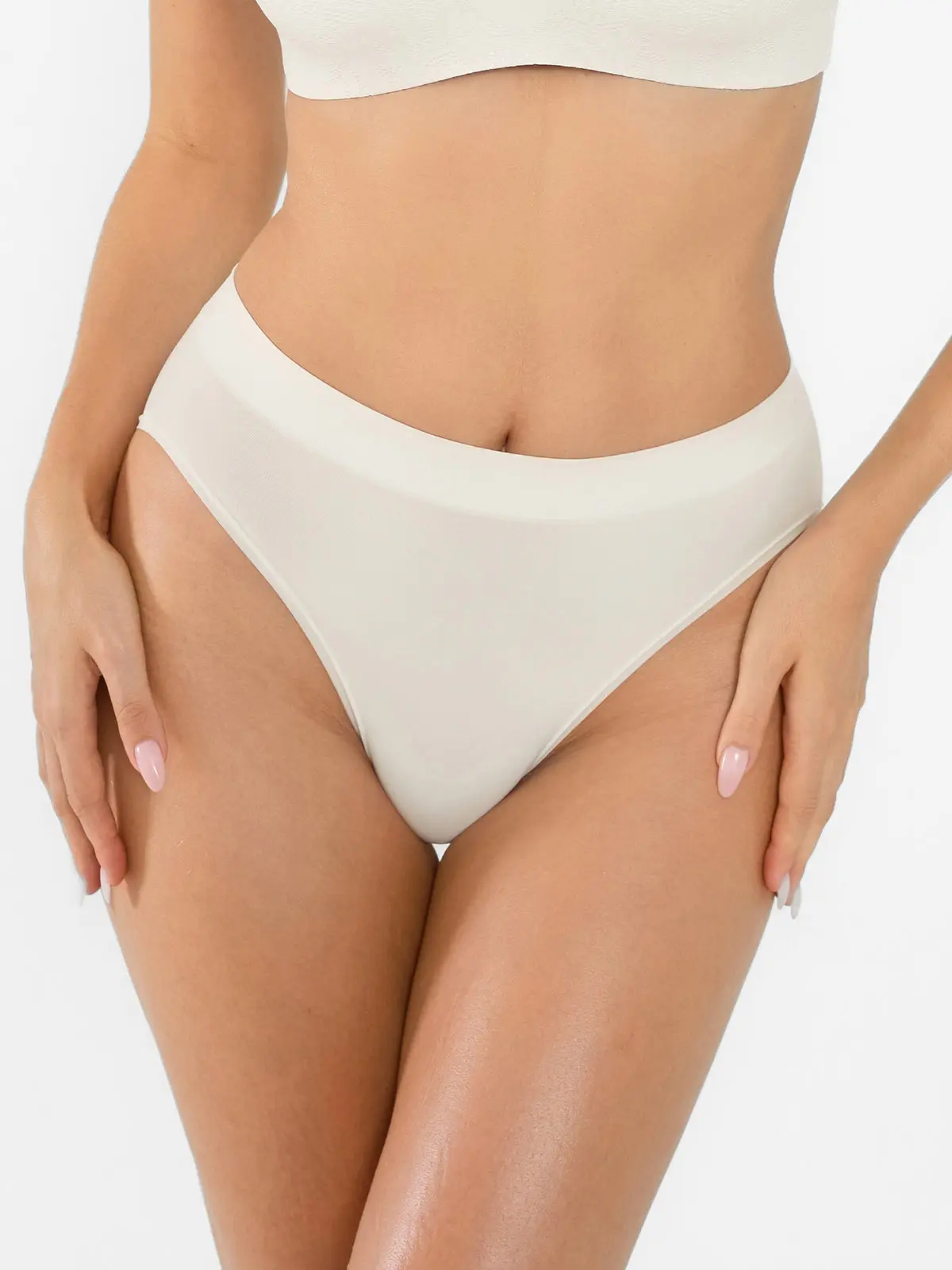 Popilush Seamless Ribbed‑Waist Brief Soft Elastic Skin‑Friendly Breathable Daily Comfort Underwear