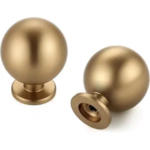 12 Pack Champagne Bronze Cabinet Knobs, Round Ball Drawer Knobs for Cabinets and Dressers, 1" Diameter