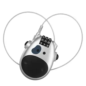 ZHEGE Portable Password Lock Telescopic Steel Cable MotorbikeCombination Padlock, Cute CowPattern Motorcycle Helmet Coded Lock