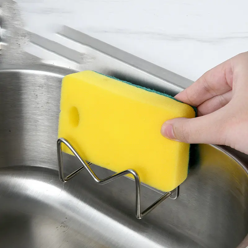 Kitchen Bathroom Dual-use Wall Hanging Sponge Holder 304 Stainless Steel Excellent Anti-corrosion Anti-rust Performance