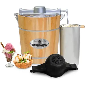 Elite EIM402 4QT Old Fashioned Pine Bucket Ice Cream Maker