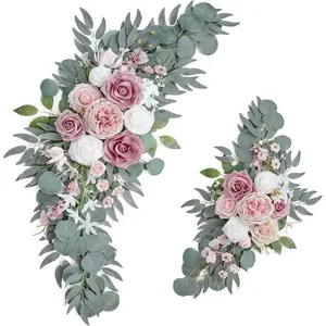 Artificial Dusty Rose Blush Wedding Arch Flowers Pack of  for Ceremony Reception Welcome Signs Decorations Rustic Boho Bridal Shower Backdrop Floral