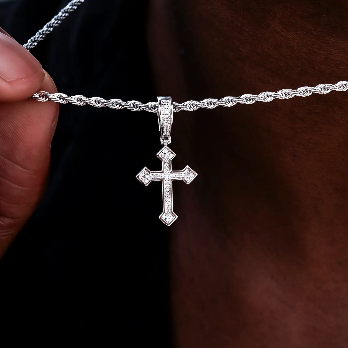 GLD Micro Iced Celtic Cross in White Gold - Perfect Gift #tiktokshopsummersale GLD Micro Iced Celtic Cross in White Gold - Perfect Gift #tiktokshopsummersale