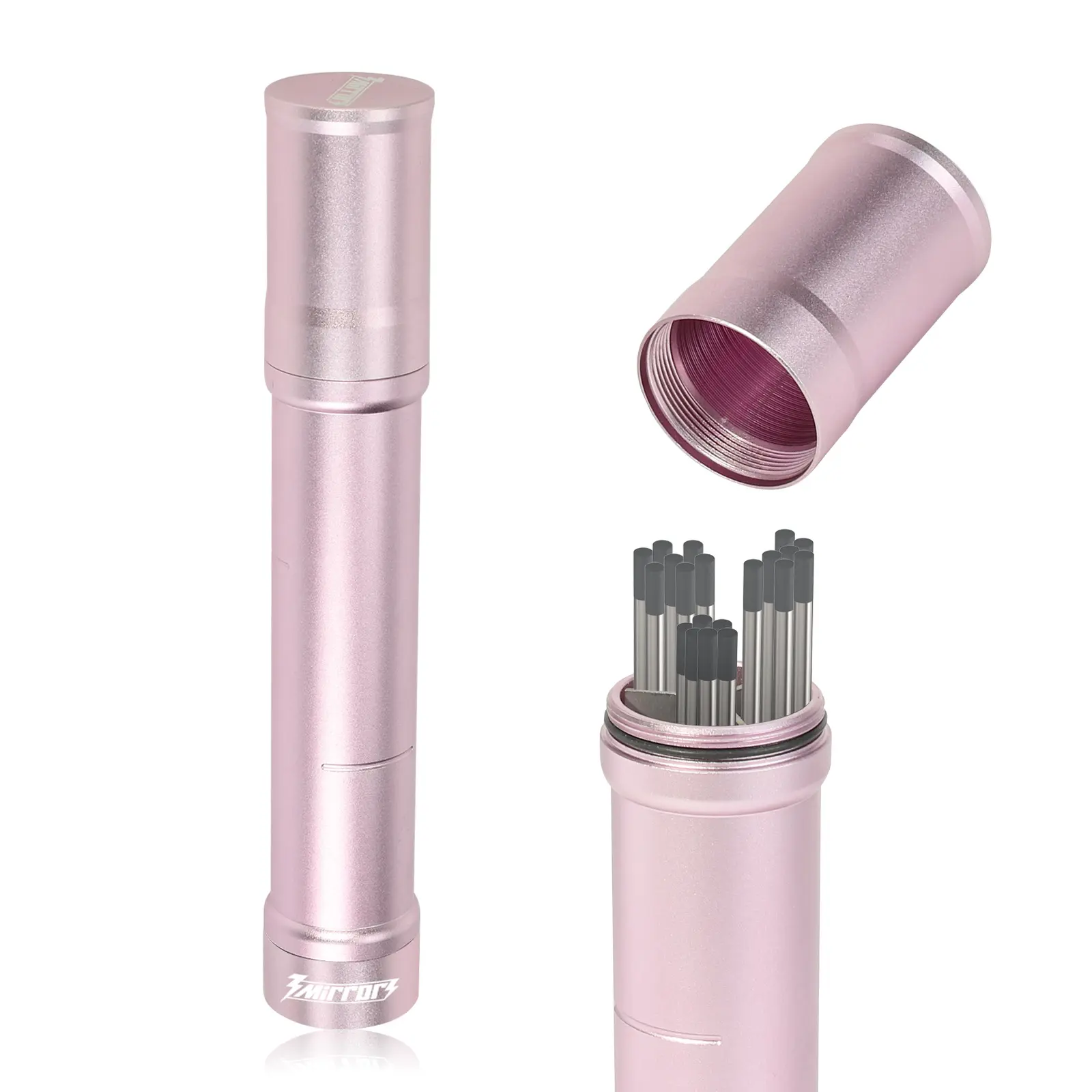 3mirrors Tungsten Holder-Pink Storage Tube for TIG Tungsten Electrode with 3 Section Divider & Magnetic Base,Protective Fit that Prevents Oxidation and Damage.