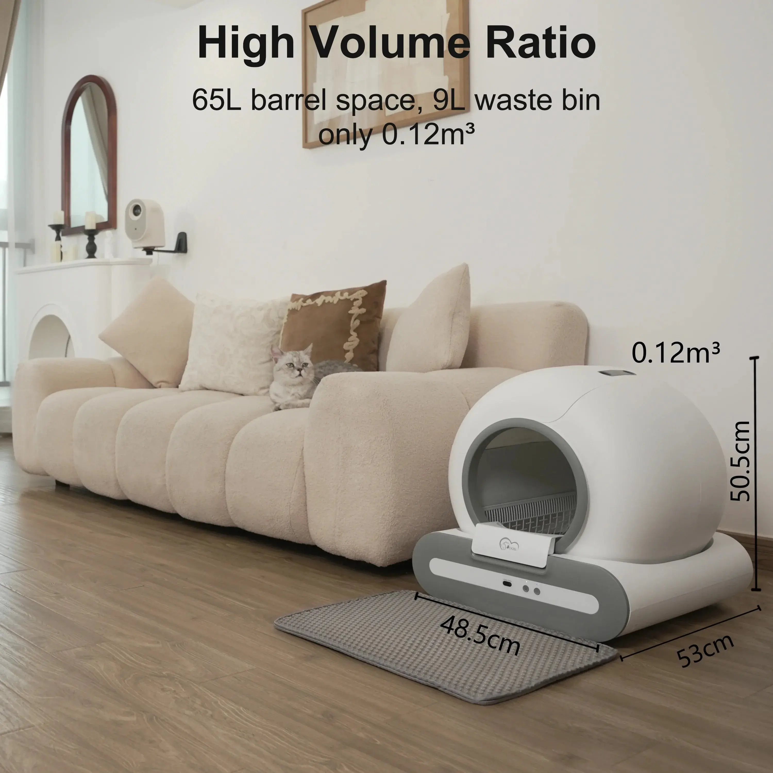 DOEL Automatic Cat Litter Box Self Cleaning w/App Control & Cat Litter Mat