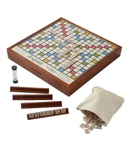 Deluxe Scrabble with Rotating Wooden Game Board