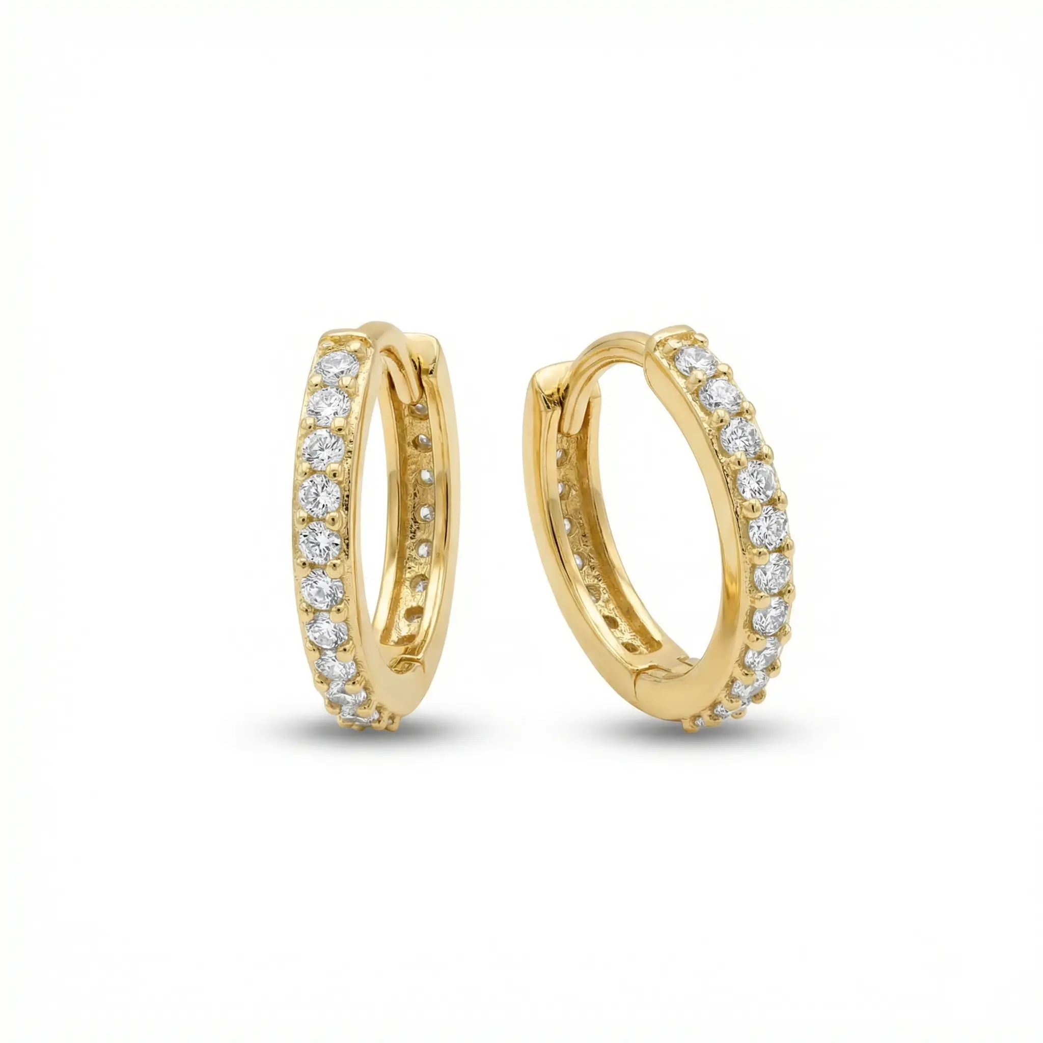 Tiny classic huggie VVS Moissanite 10MM 925 Sterling Silver or Gold Vermeil or Black