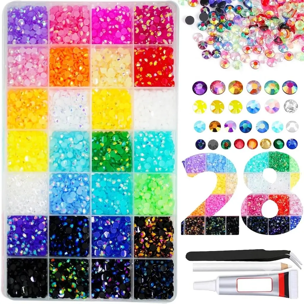 Multicolor Resin Rhinestones for Crafting, 5mm SS20 Jelly AB Flatback Beads,Non-Hotfix Colorful Crafts Flatback AB Gems Bedazzler, Jewels Bedazzling Kit for DIY Art Crafts Decoration