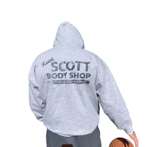 Tree Hill Lucas Distressed Hooded Sweatshirt - Keith Scott Body Shop Auto Shop Replica Classic Cotton Hoodies