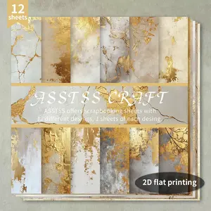 6x6 Gold Marble Pattern Scrapbooking Paper, Exquisite Design Scrapbooking Paper, DIY Scrapbooking & Stamping Supplies, Scrapbook Materials