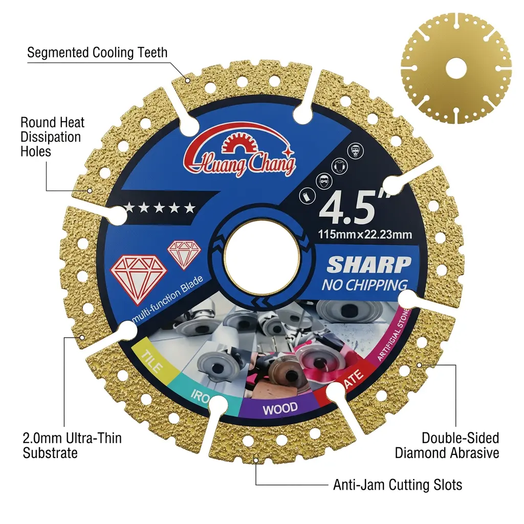 4.5 Inch (115mm x 22.23mm) No-Chipping Diamond Concrete Cutting Saw Blade - 5/64" Thick Disc for Grinding Iron, Ceramic, Tile