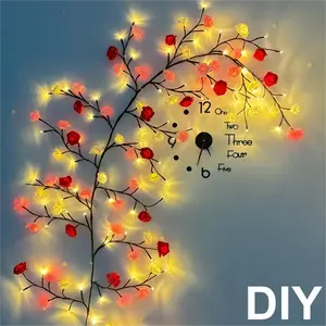 MICRENCY 96LED Flower Tree Design Rose Branch Vine Lantern String Lights - 5.9ft USB-Powered, Warm Romantic Glow Interior Decorations for Valentine’s, Wedding Occasions