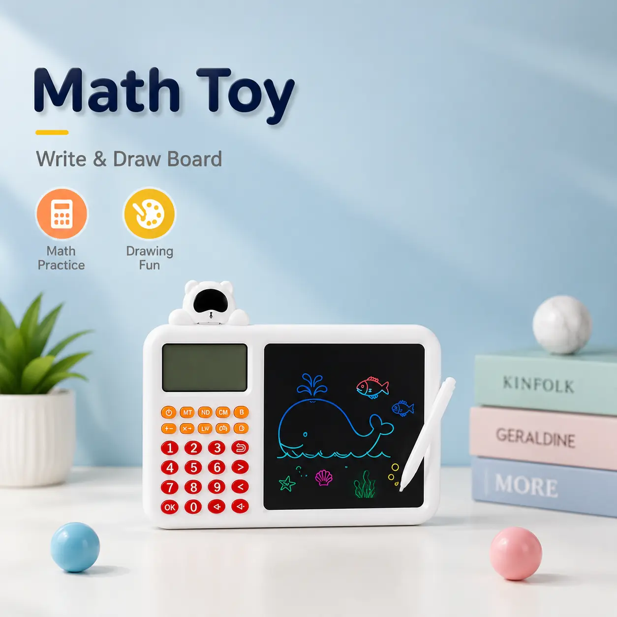 Fun Unisex Compact Interactive Electronic Maths Kids Toy for Ages 3+, STEM Brain Teaser, Alkaline Cells-Powered, Toddler Cognitive Boost & Math Skills Tool, Easy-Carry Manipulatives, Ideal Birthday-Christmas Gift